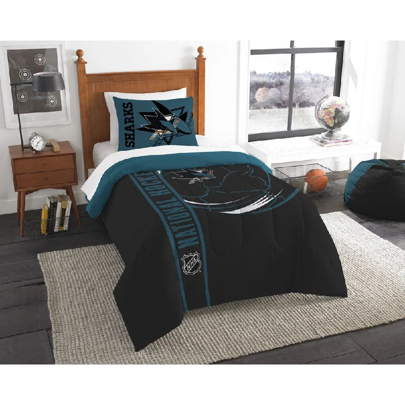 Goose down comforters known for their superior quality and insulationThe Northwest Company Official NHL San Jose Sharks Twin Applique 2-piece Comforter Set