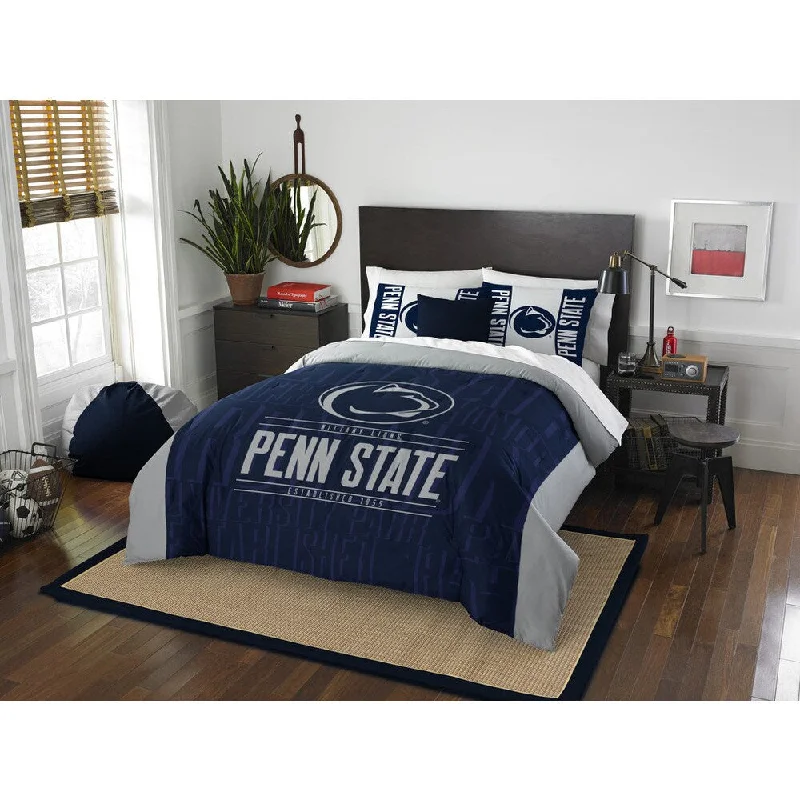 Down - filled comforters for supreme warmth and lightnessThe Northwest Company Penn State Modern Take Blue and Grey Polyester Full/Queen 3-piece Comforter Set