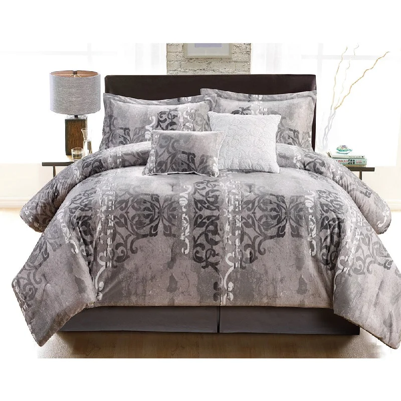 King - size comforters to fit large king - sized beds perfectlyTia Oversized and Overfilled Micro Mink 6-piece Queen-size Comforter Set