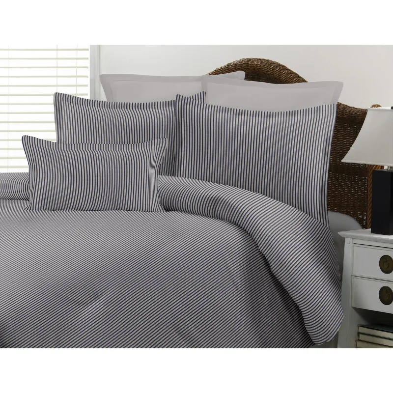 Bamboo - fiber - filled comforters with antibacterial and breathable qualitiesTicking stripe blue comforter mini set