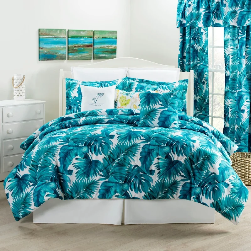 Goose down comforters known for their superior quality and insulationTropical teal Runaway Bay comforter set