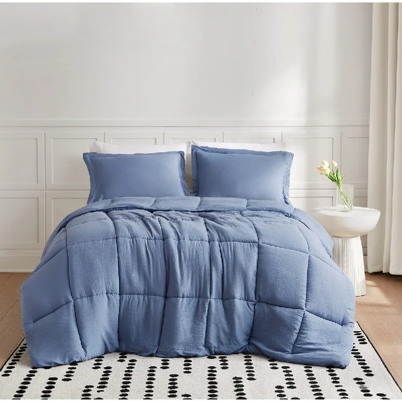 Bamboo - fiber - filled comforters with antibacterial and breathable qualitiesTruly Soft Garment Wash Solid Comforter Set