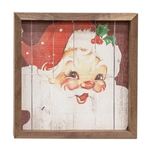 Vintage Cheery Saint Nick Framed Print - 8.75" sq