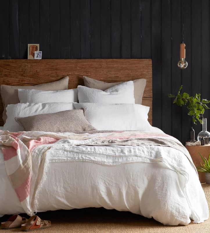 Patchwork duvet covers with a variety of fabric pieces sewn together for a rustic charmWhite 100% Organic Hemp Duvet Cover